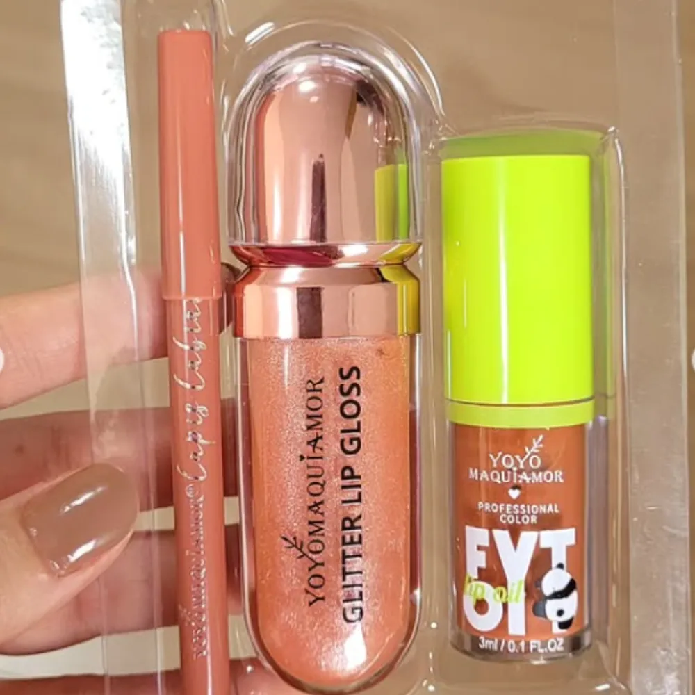 Kit C/ 03un Trio Set Labial 3 em 1