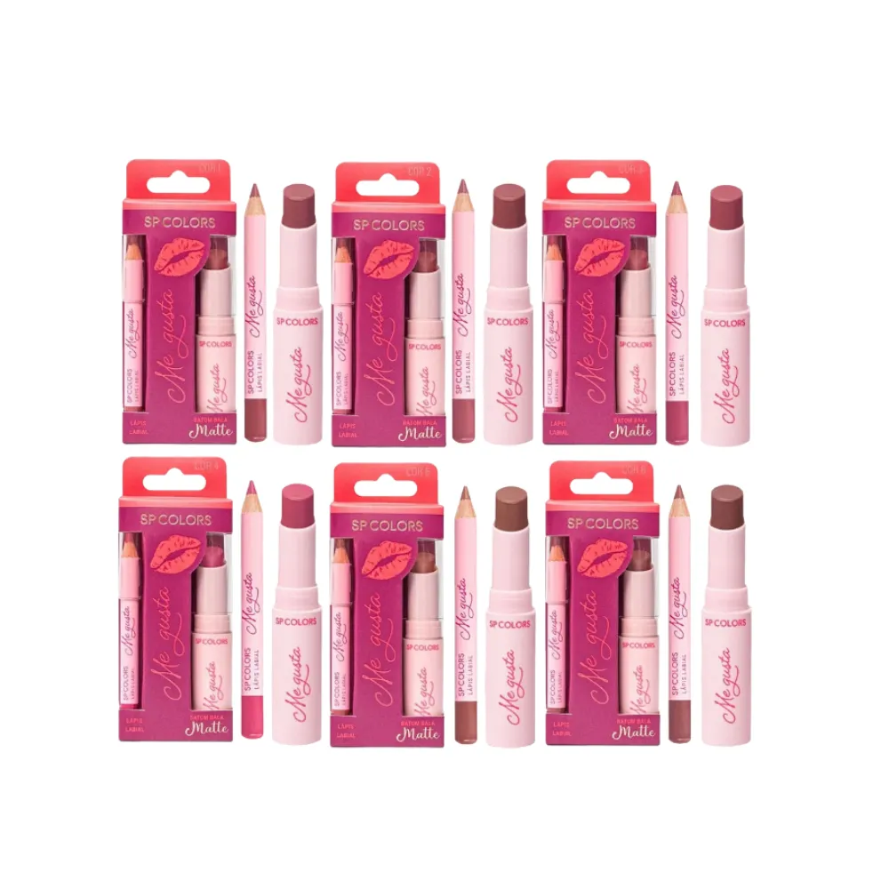 kit Lápis Labial e Batom Bala Me Gusta - SP Colors
