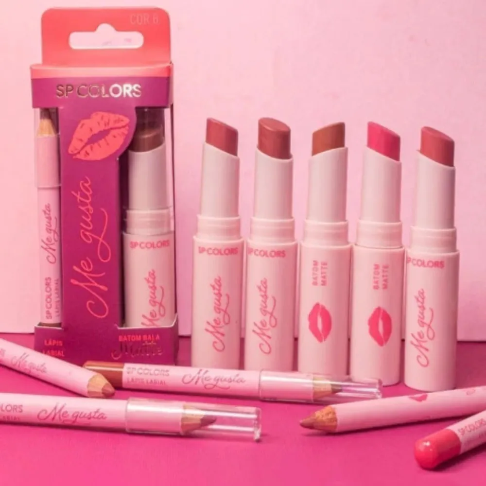 kit Lápis Labial e Batom Bala Me Gusta - SP Colors